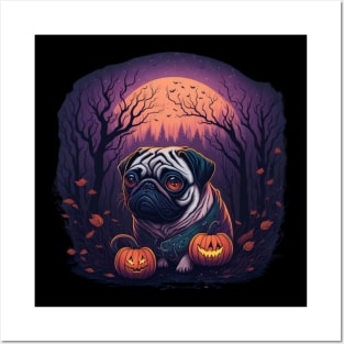 Halloween pug Posters and Art